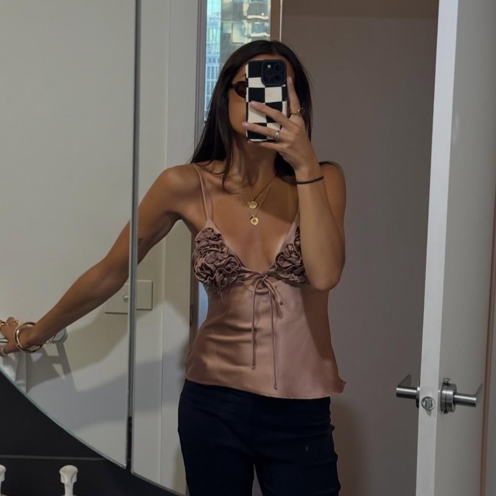 Zara ruffled Elegant Satin Camisole Top